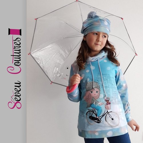 Sweat sweet gabi ,jeune fille à bicyclette t5-12a
