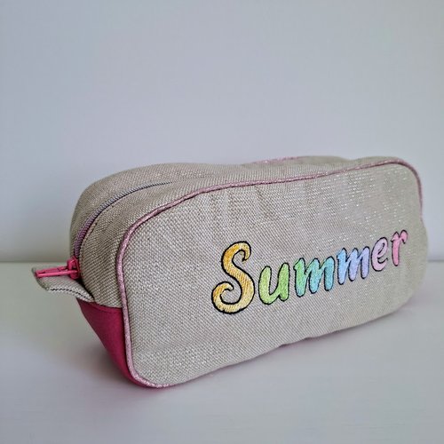 Trousse cube rainbow- broderie pastel-personnalisable