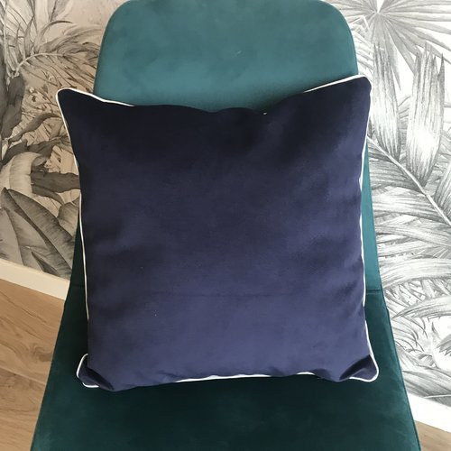 Coussin velours bleu nuit