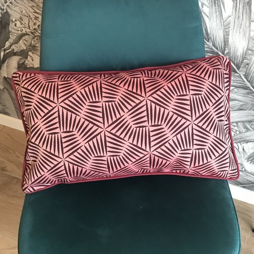 Coussin similicuir bordeaux chocolat