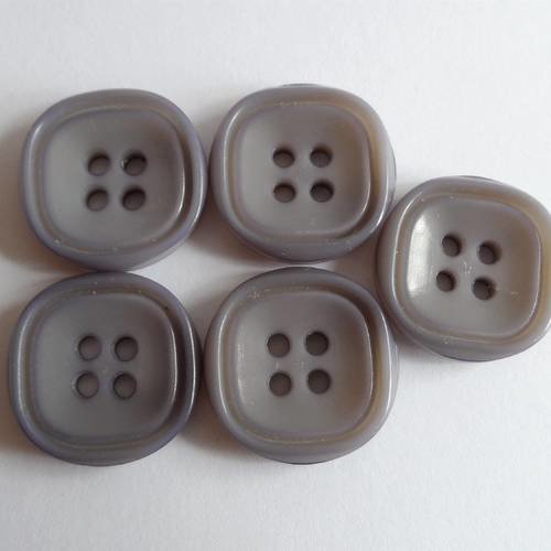 5 boutons rond intérieur carré 4 trous plastique 22 mm