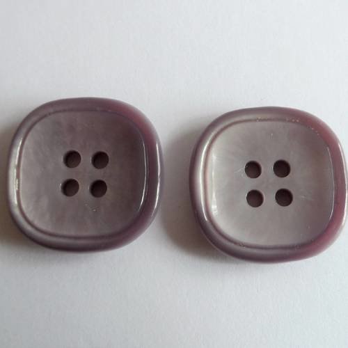 2 boutons carré 4 trous plastique 25 mm