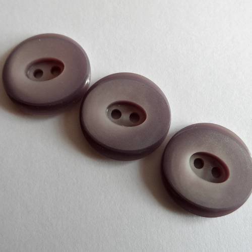 3 boutons rond 2 trous plastique 18 mm