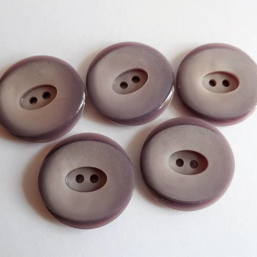 5 boutons rond 2 trous plastique 27 mm