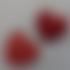 2 boutons à queue plastique 27 mm cœur rouge foncé