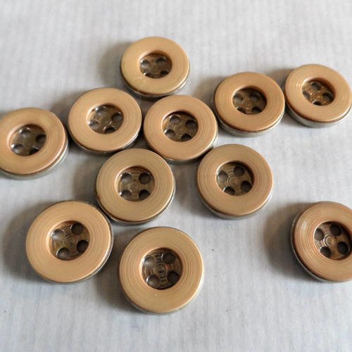 6 boutons rond bi-colore 4 trous plastique 16 mm