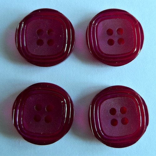 4 boutons rond intérieur carré 4 trous plastique 17 mm