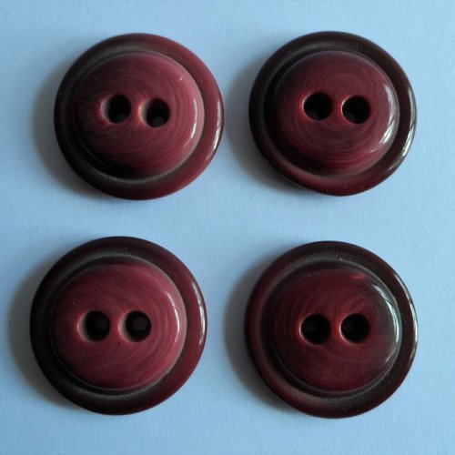 4 boutons rond 2 trous plastique 31 mm
