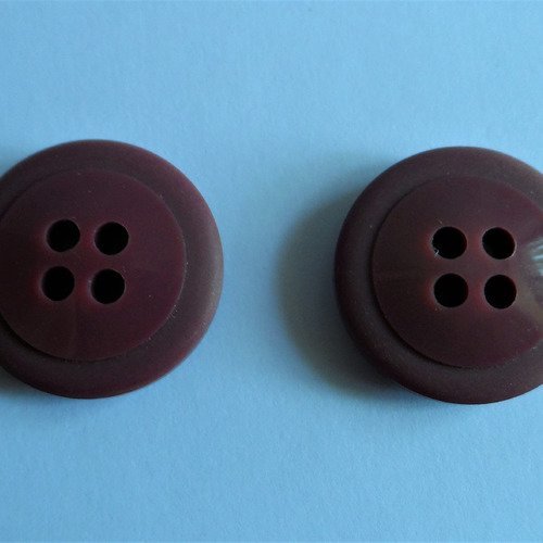 2 boutons rond 4 trous plastique 28 mm