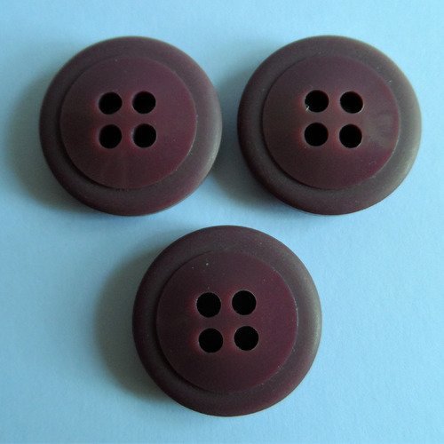 3 boutons rond 4 trous plastique 28 mm