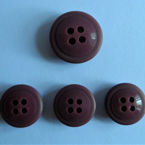 4 boutons rond 4 trous plastique 23 mm et 18 mm