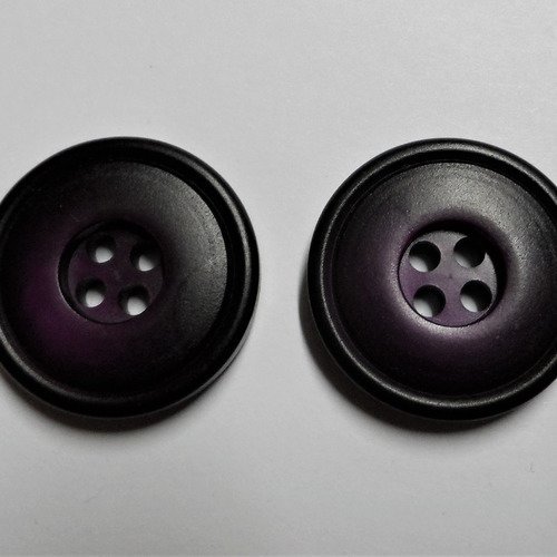 2 boutons rond 4 trous plastique 27 mm