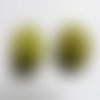 2 boutons à queue rond et bombé plastique 14 mm motif ancre marine vert kaki clair
