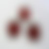 3 boutons à queue 15 mm rond rouge et argent