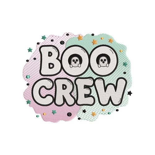 Broderie machine halloween – motif « boo crew » avec petits fantômes