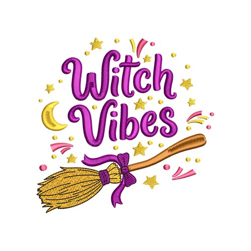 Witch vibes – broderie machine halloween avec balai de sorcière