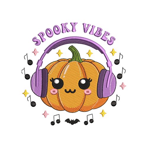 Citrouille dj « spooky vibes » – broderie machine halloween