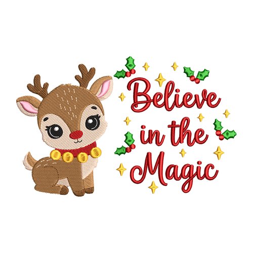 Broderie machine – renne de noël « believe in the magic »