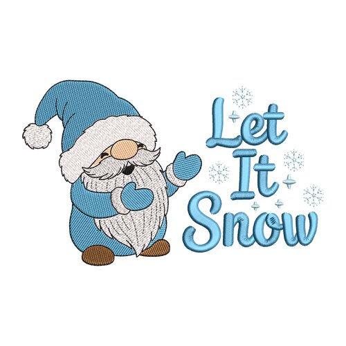 Broderie machine – gnome de noël bleu « let it snow »