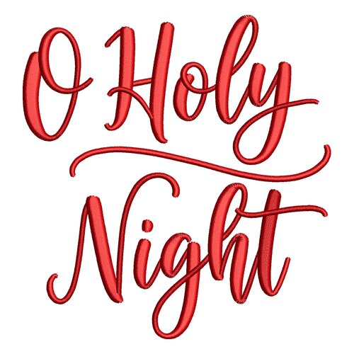 Broderie machine – inscription « o holy night » en lettrage rouge élégant