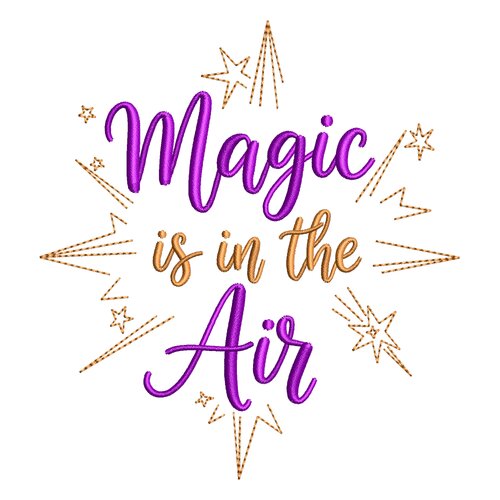 Broderie machine – « magic is in the air » avec étoiles scintillantes