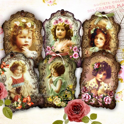 6 Etiquettes Cadeau Planche Images Digitales A Imprimer Images Digitales Images Numeriques Scrapbook Journales Les Enfants Fleurs Un Grand Marche