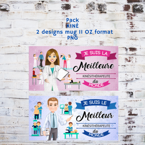 Pack 2 fichiers numérique pour mug design je suis le/la meilleur(e) kiné