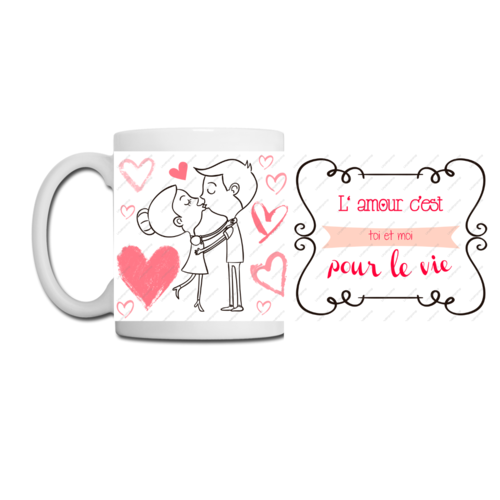 Fichier numérique pour mug design l'amour c'est toi et moi pour la vie