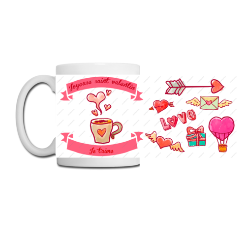 Fichier numérique pour mug design joyeuse saint valentin je t'aime