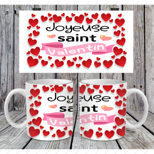 Fichier numérique pour mug design 11oz  - joyeuse saint valentin petit coeur