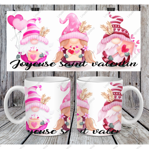 Fichier numérique pour mug design 11oz  - joyeuse saint valentin gnomes
