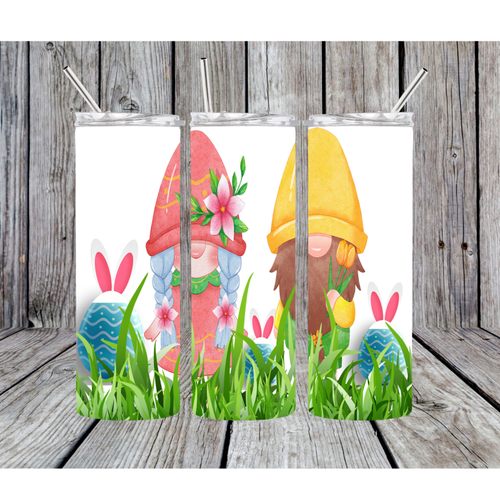 Modèle de sublimation gobelet tumbler 20oz  png  - gnomes pâques oeufs lapins sublimation template