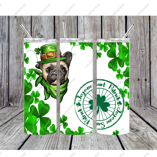 Modèle de sublimation gobelet tumbler 20oz  png  - saint patrick chien template