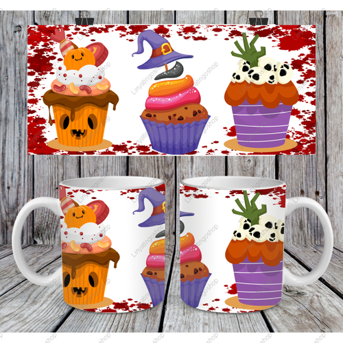 Modèle de sublimation  mug11oz  png  -  halloween cupcakes   sublimation template tasse