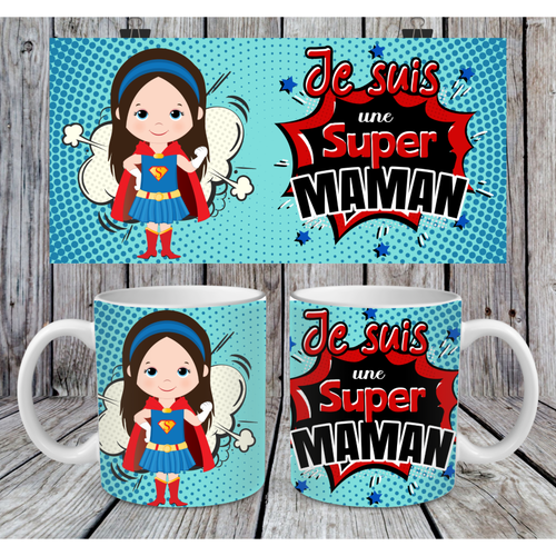 Modèle de sublimation  mug11oz  png  je suis une super  maman  super héros  design mug