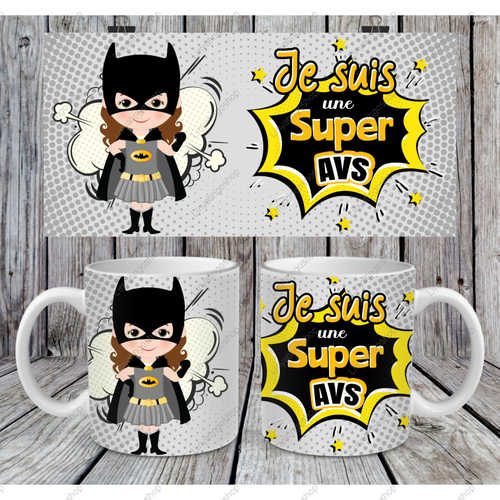 Modèle de sublimation  mug11oz  png  je suis une super avs super héros  design mug