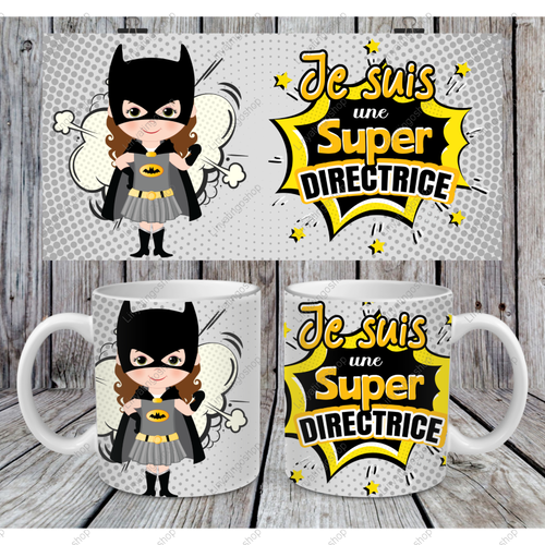 Modèle de sublimation  mug11oz  png  je suis une super directrice super héros  design mug