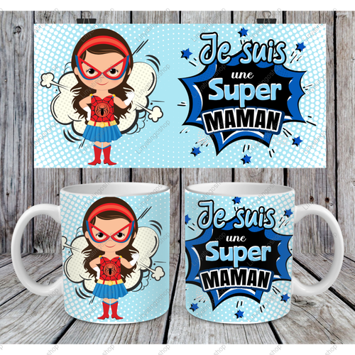 Modèle de sublimation  mug11oz  png  je suis une super maman  super héros  design mug