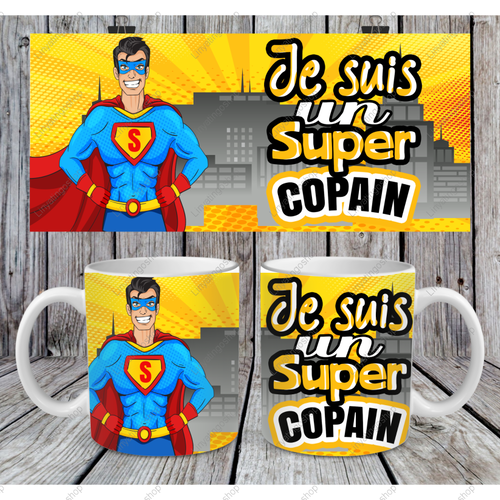 Modèle de sublimation  mug11oz  png  je suis une super copain super héros  design mug