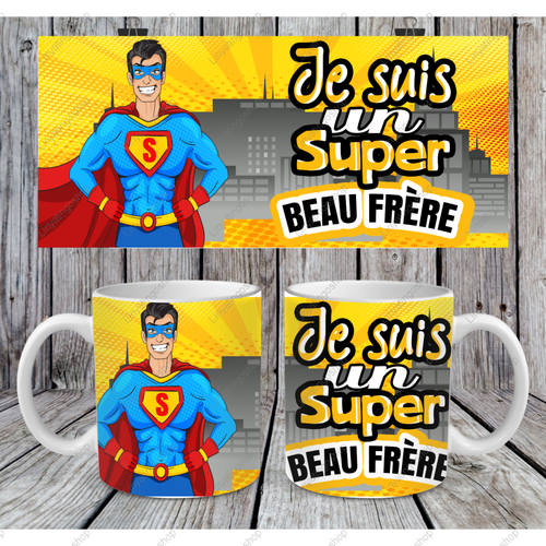 Modèle de sublimation  mug11oz  png  je suis une super beau frère super héros  design mug