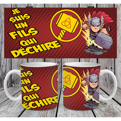 Modèle de sublimation  mug11oz  png  je suis un fils qui déchire super héros design mug template mangas