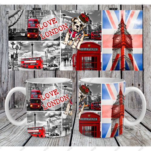 Modèle de sublimation  mug11oz  png  thème vintage london  design mug template