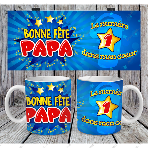 Modèle de sublimation  mug11oz  png bonne fête papa le numéro 1 dans mon cœur   sublimation fête des pères cadeaux