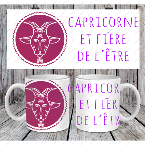 Modèle de sublimation  design template mug11oz  png capricorne et fière de l'être  2 signe astrologique