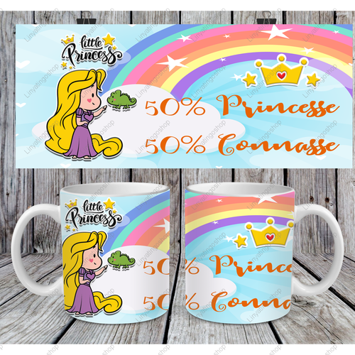 Modèle de sublimation  design template mug11oz  png little princess 50 % princesse 50 % connasse