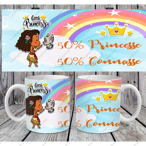 Modèle de sublimation  design template mug11oz  png little princess 3 50 % princesse 50 % connasse