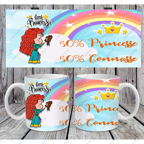 Modèle de sublimation  design template mug11oz  png little princess 4 50 % princesse 50 % connasse