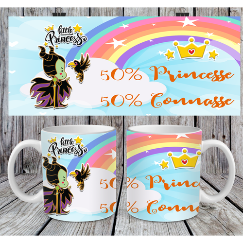 Modèle de sublimation  design template mug11oz  png little princess 5 50 % princesse 50 % connasse