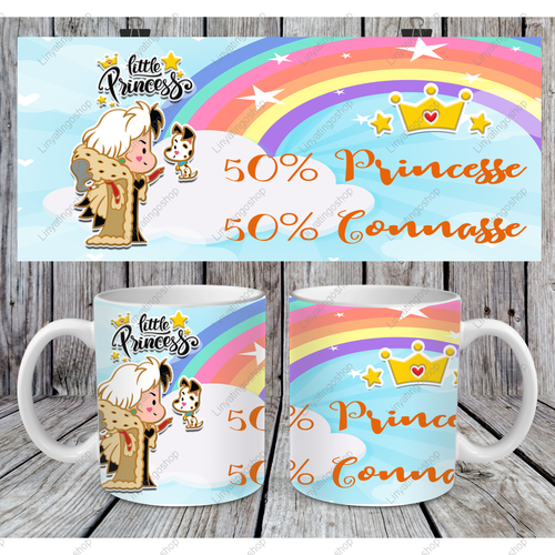 Modèle de sublimation  design template mug11oz  png little princess 7 50 % princesse 50 % connasse
