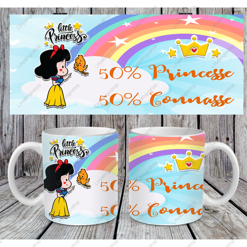 Modèle de sublimation  design template mug11oz  png little princess 8 50 % princesse 50 % connasse